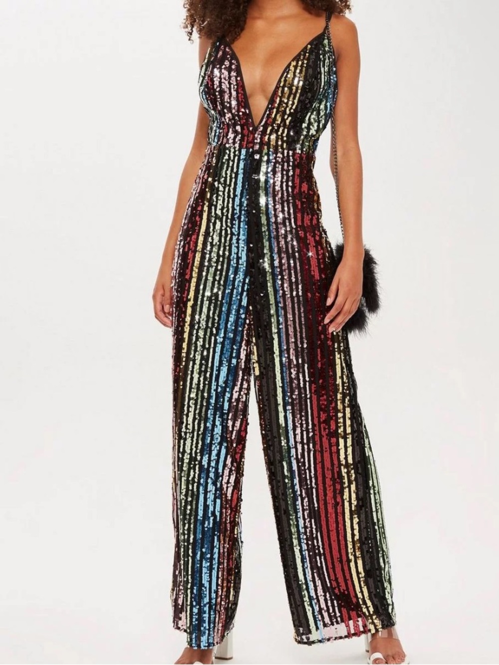 Fashion Nova multicolor sequin jumpsuit
